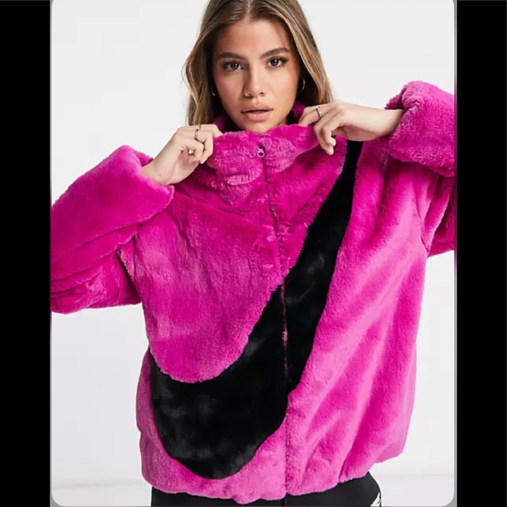 Nike plush faux fur jacket.